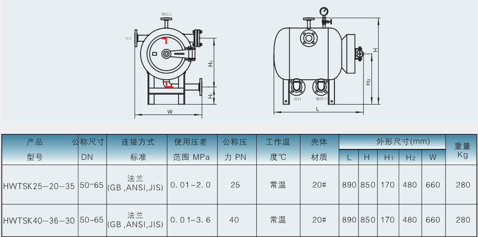 臥式天然氣疏水閥外形參數(shù)一覽表 臥式天然氣疏水閥外形參數(shù)一覽表